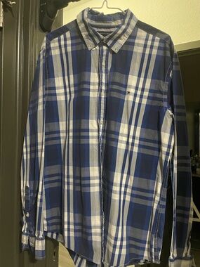 Tommy Hilfiger Blue Plaid Button-Down Men’s Shirt(L)
